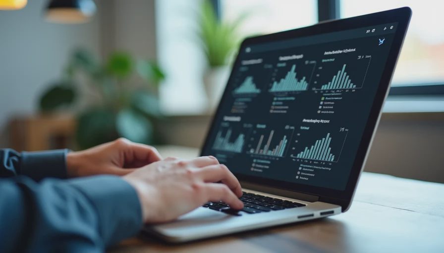 Close-up of an engineer reviewing technical evaluation charts and documentation on a laptop.