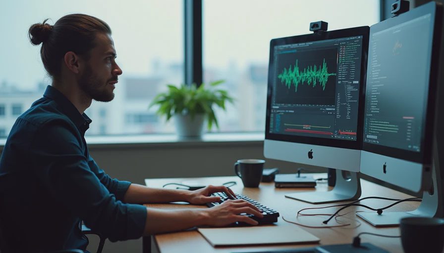 An engineer comparing different Qwen model quantization performance and outputs on a workstation monitor.